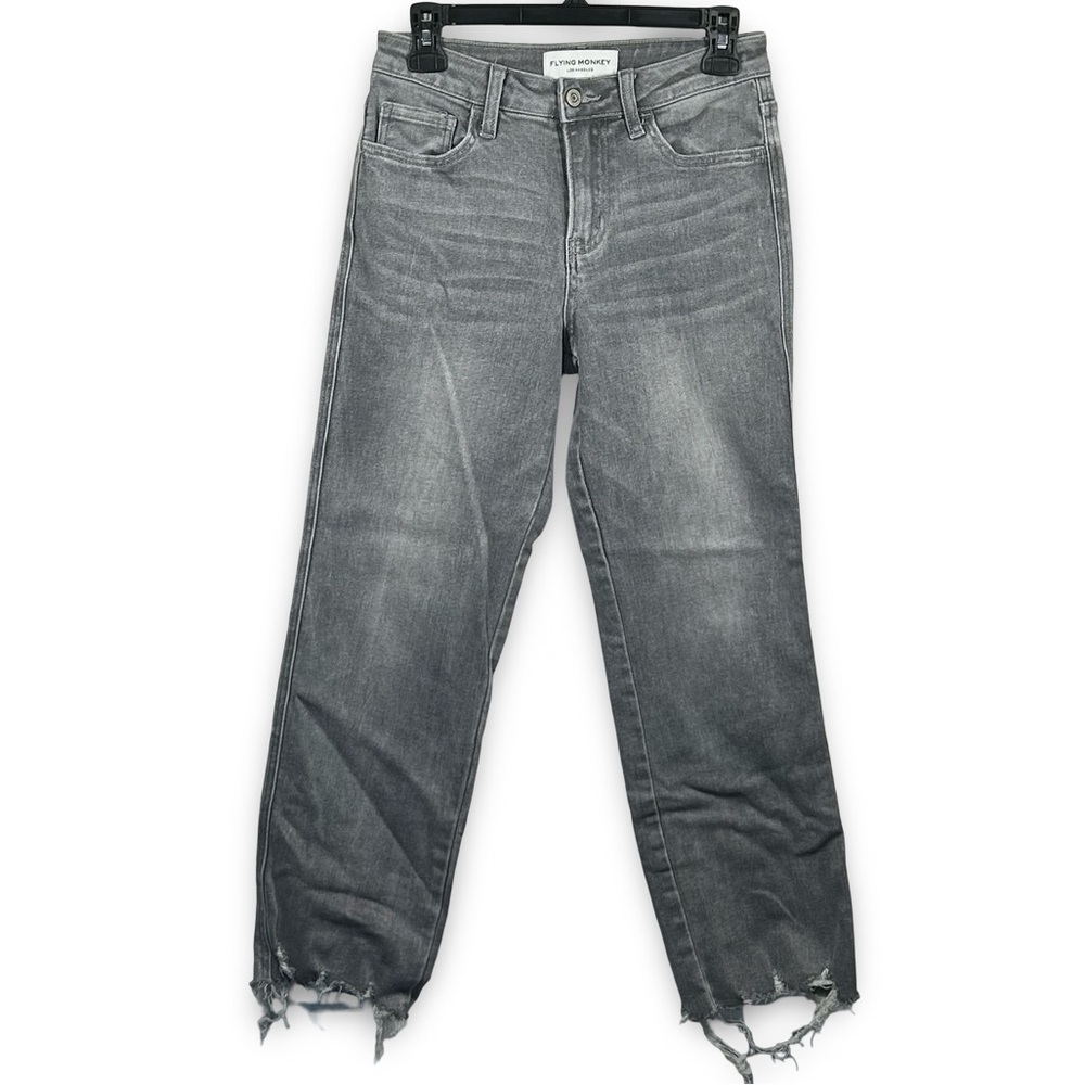 Flying Monkey High Rise Cropped Straight Jeans Size 26 Casual Stretch Luxe Ankle